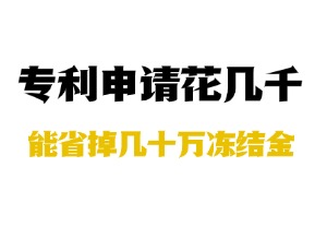 专利申请花几千，能省掉几十万冻结金